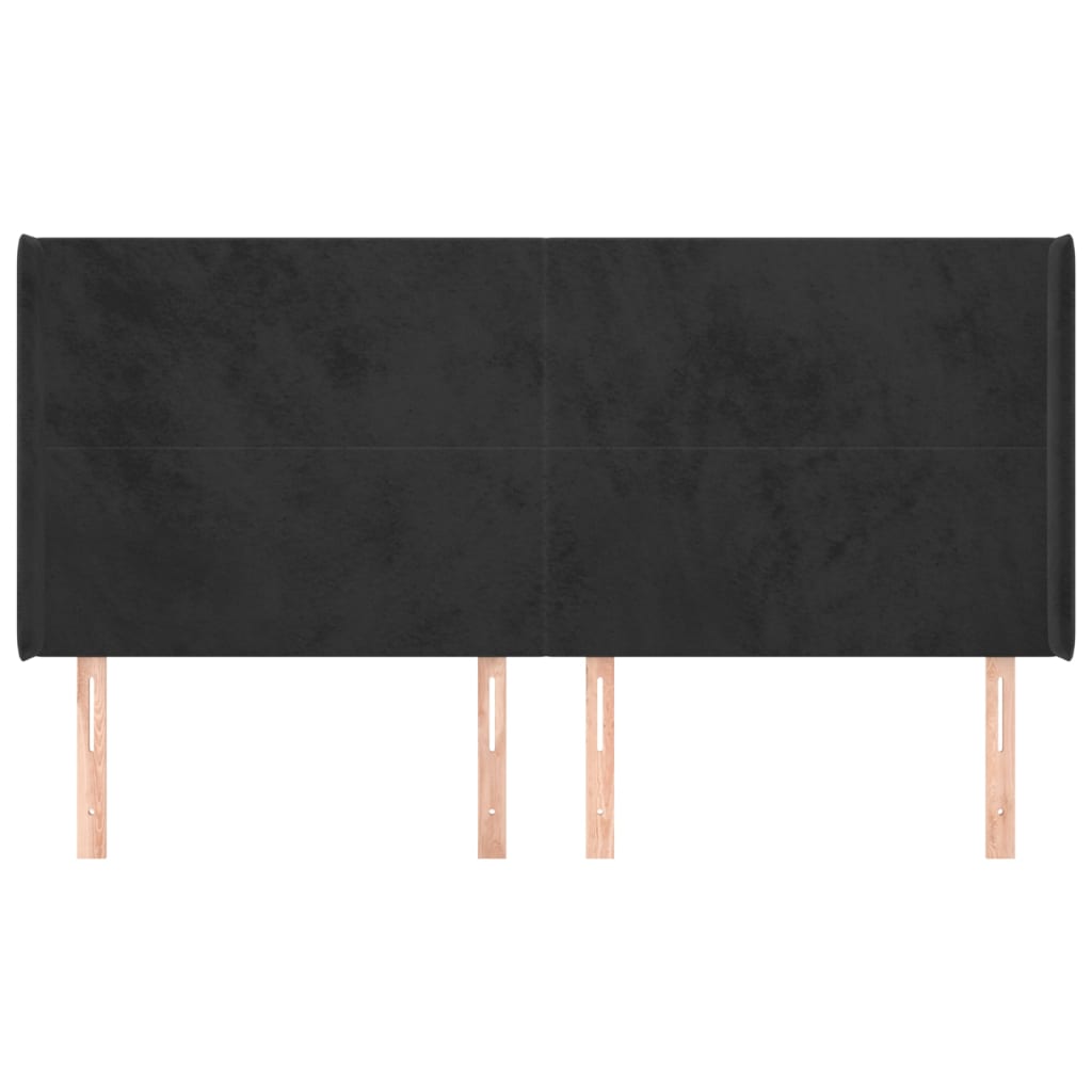 vidaXL Tăblie de pat cu aripioare, negru, 163x16x118/128 cm, catifea