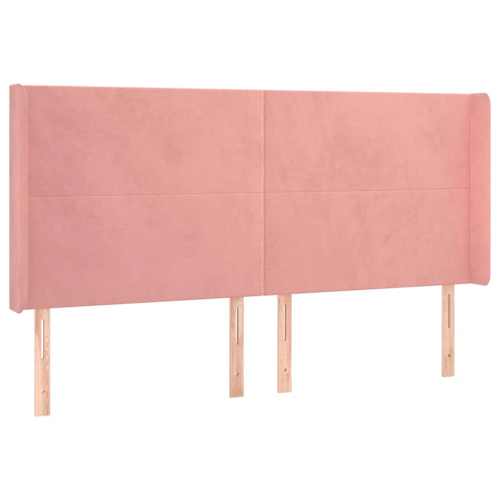 vidaXL Tăblie de pat cu aripioare, roz, 163x16x118/128 cm, catifea