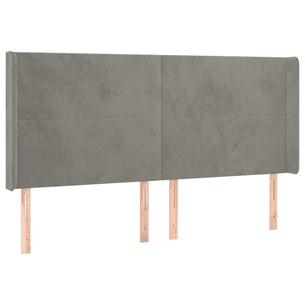vidaXL Tăblie de pat cu aripioare gri deschis 183x16x118/128cm catifea
