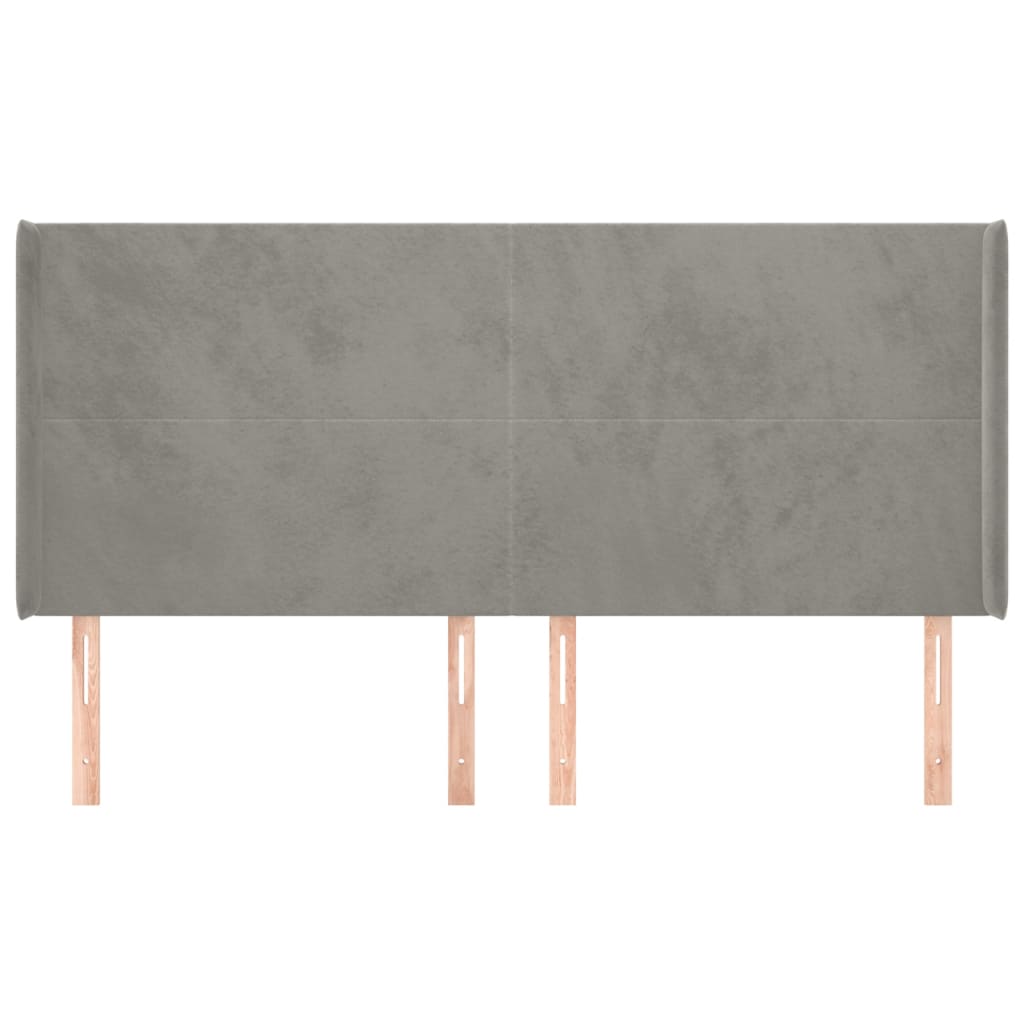vidaXL Tăblie de pat cu aripioare gri deschis 183x16x118/128cm catifea