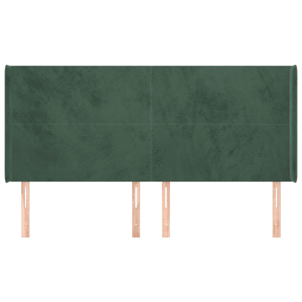 vidaXL Tăblie pat cu aripioare verde închis 183x16x118/128 cm catifea vidaXL Tăblie pat cu aripioare verde închis 183x16x118/128 cm catifea