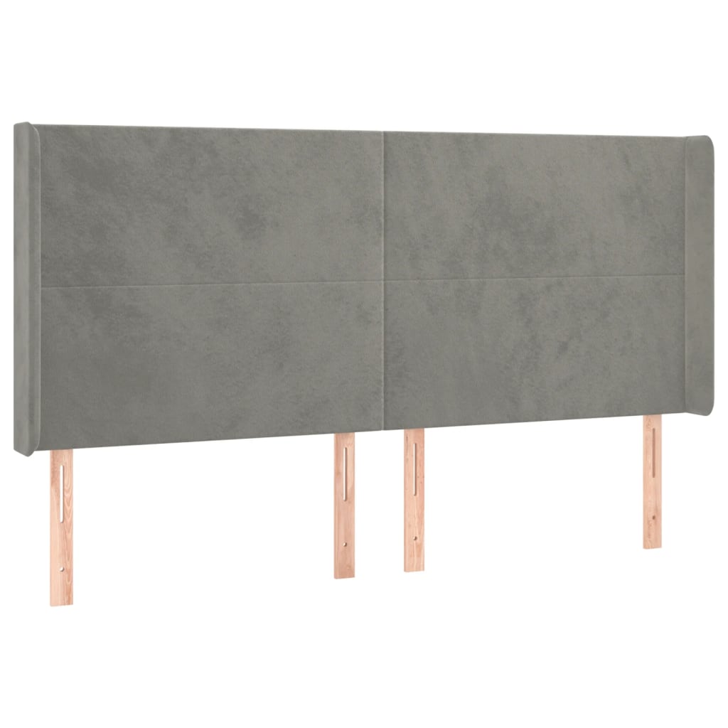 vidaXL Tăblie de pat cu aripioare gri deschis 203x16x118/128cm catifea