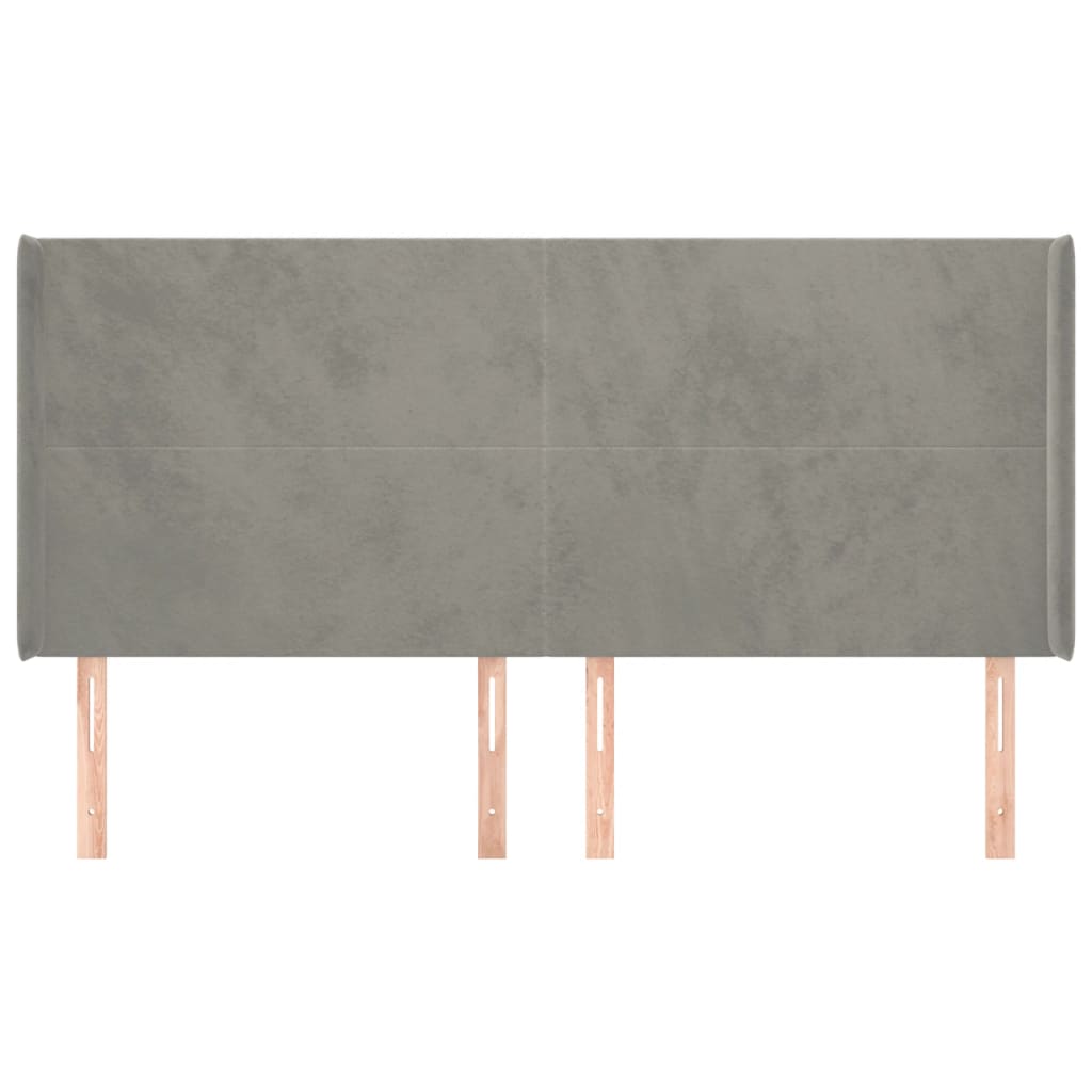 vidaXL Tăblie de pat cu aripioare gri deschis 203x16x118/128cm catifea