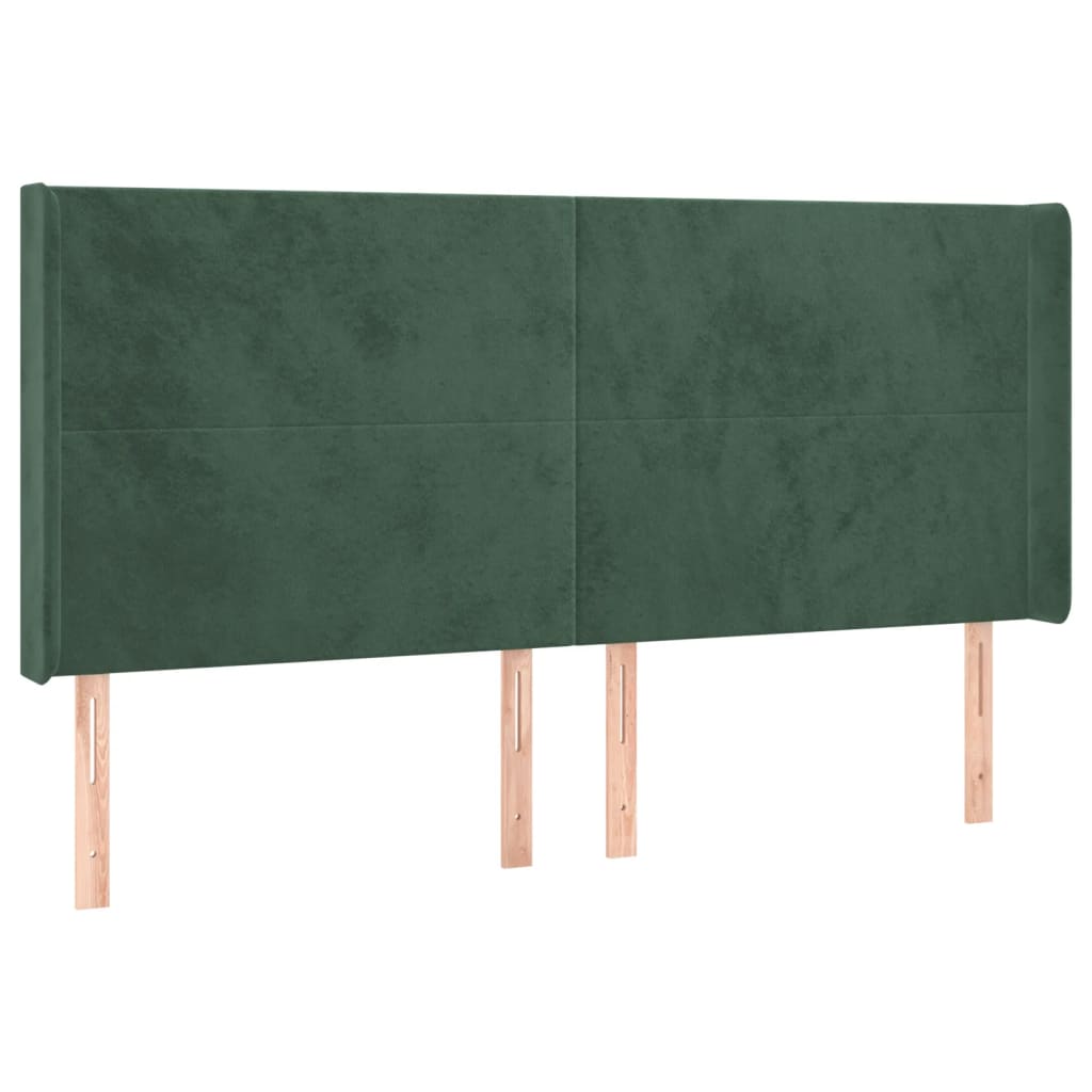 vidaXL Tăblie pat cu aripioare verde închis 203x16x118/128 cm catifea vidaXL Tăblie pat cu aripioare verde închis 203x16x118/128 cm catifea