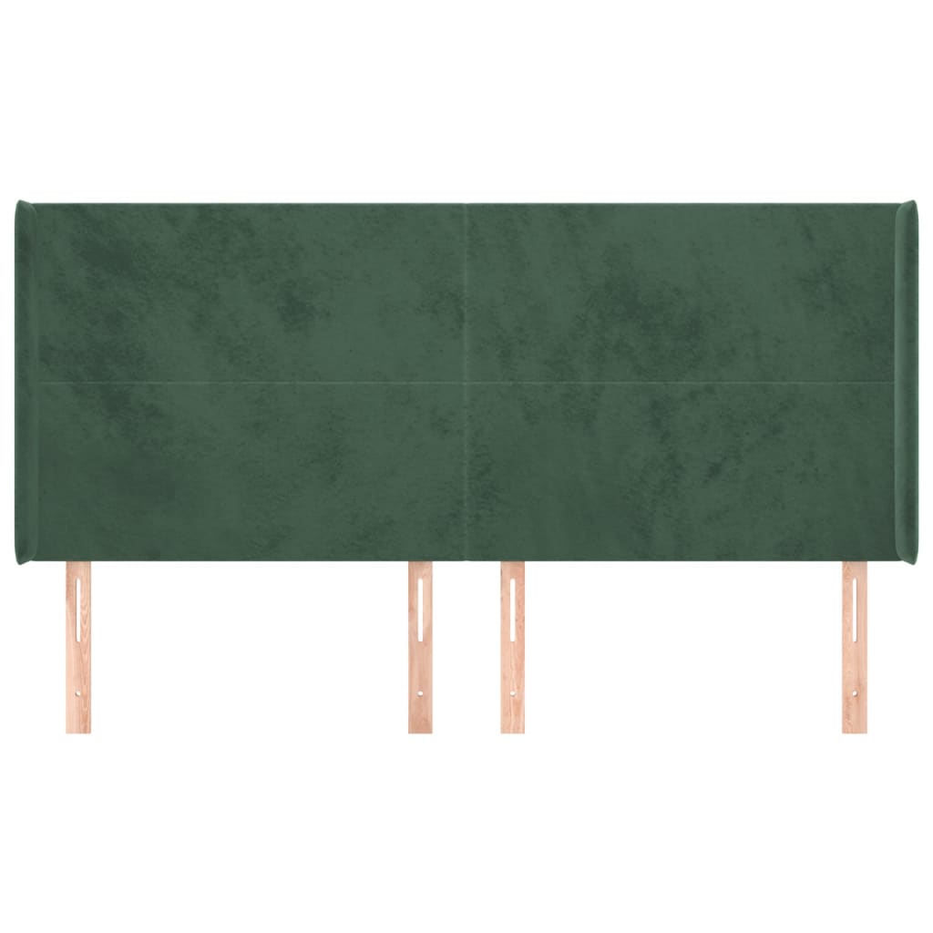 vidaXL Tăblie pat cu aripioare verde închis 203x16x118/128 cm catifea vidaXL Tăblie pat cu aripioare verde închis 203x16x118/128 cm catifea