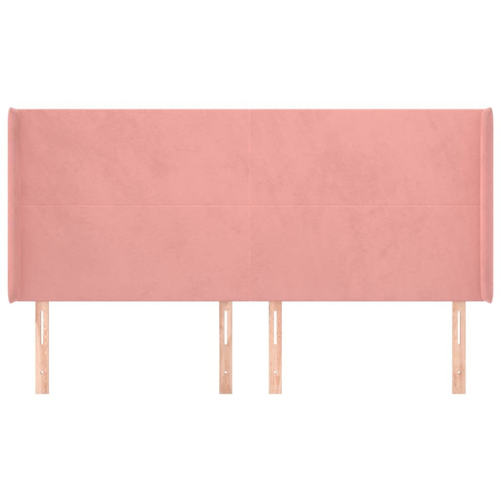vidaXL Tăblie de pat cu aripioare, roz, 203x16x118/128 cm, catifea