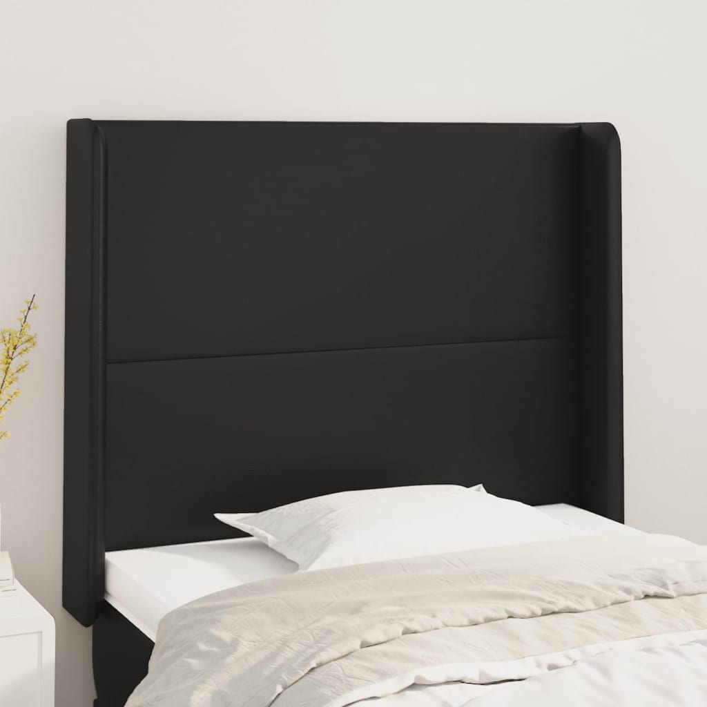 vidaXL Tăblie de pat cu aripioare, negru, 83x16x118/128 cm, piele eco vidaXL Tăblie de pat cu aripioare, negru, 83x16x118/128 cm, piele eco