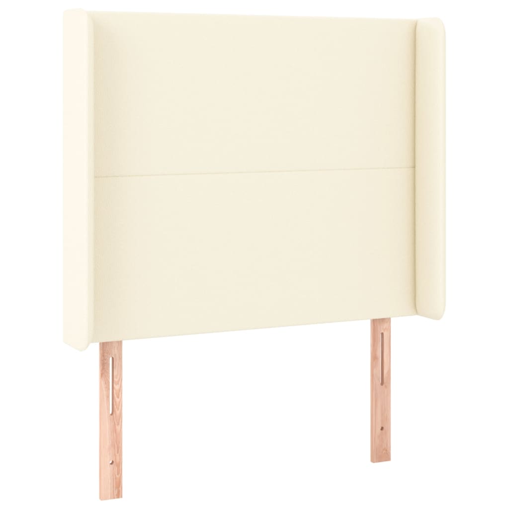 vidaXL Tăblie de pat cu aripioare, crem, 83x16x118/128 cm, piele eco