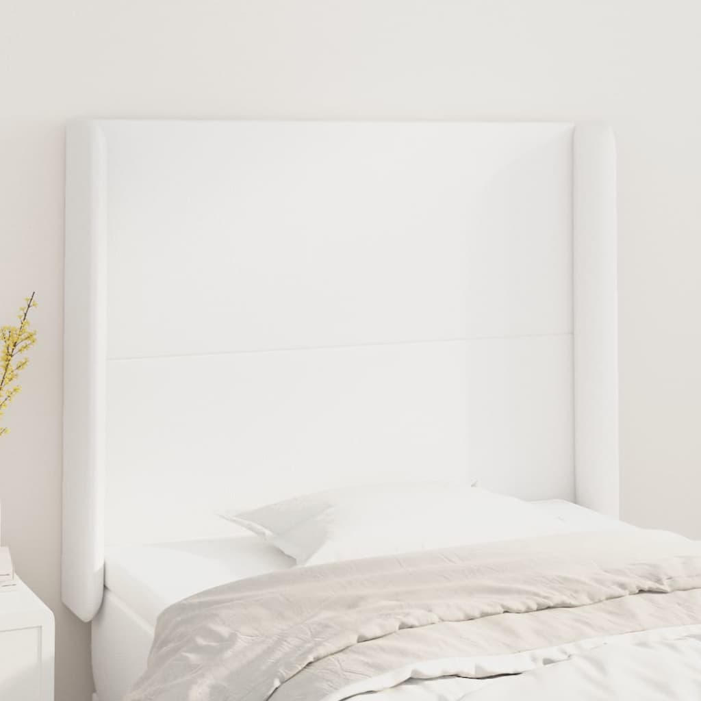 vidaXL Tăblie de pat cu aripioare, alb, 93x16x118/128 cm, piele eco vidaXL Tăblie de pat cu aripioare, alb, 93x16x118/128 cm, piele eco