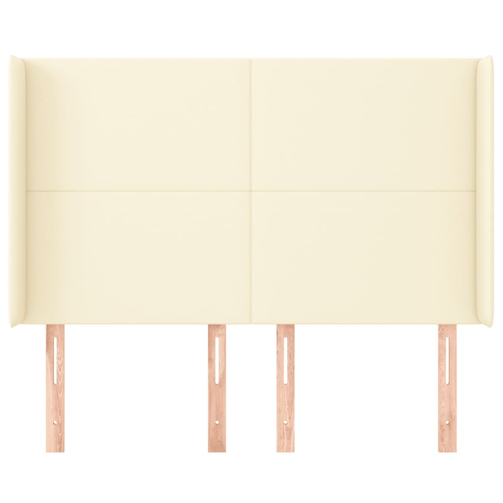 vidaXL Tăblie de pat cu aripioare, crem, 147x16x118/128 cm, piele eco