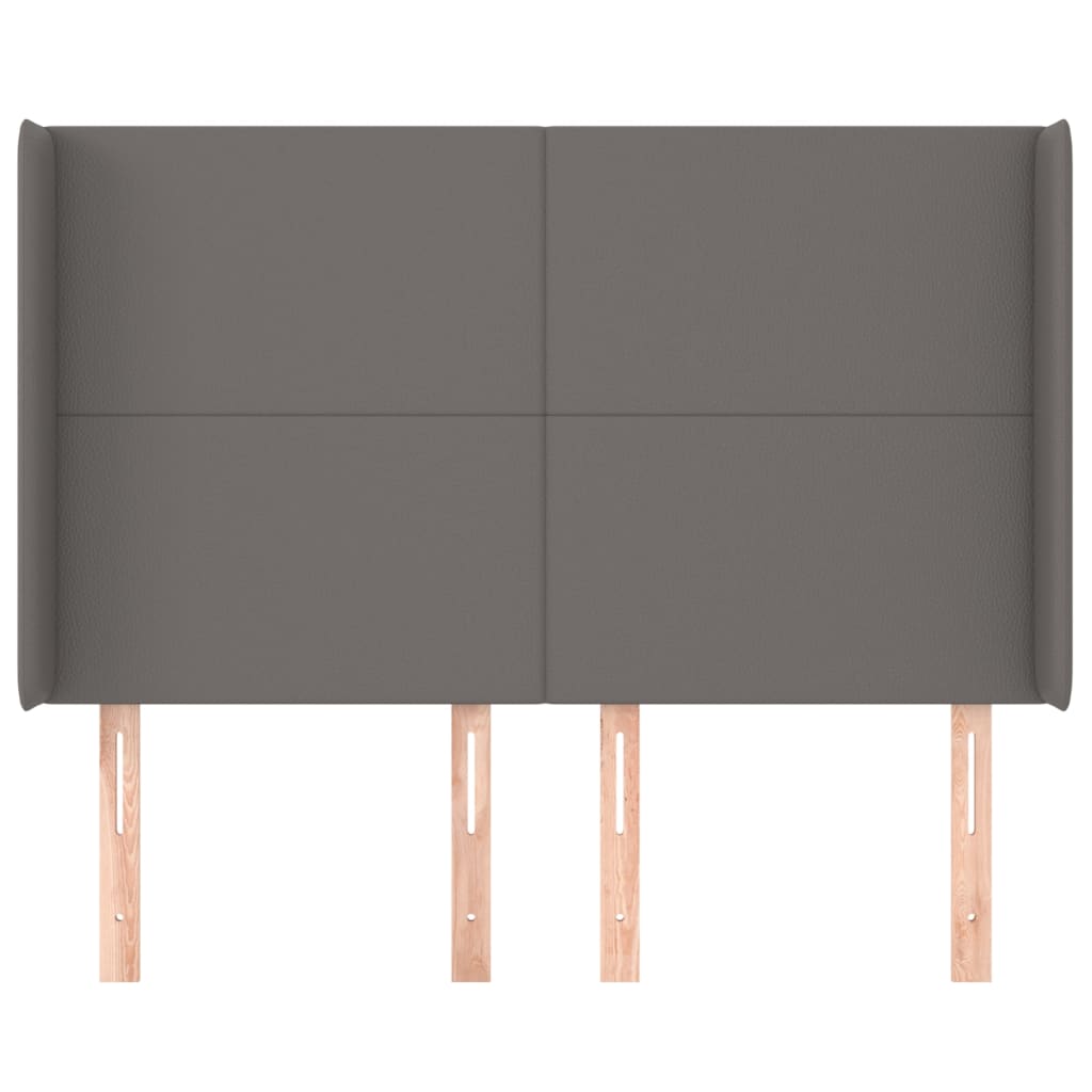 vidaXL Tăblie de pat cu aripioare gri 147x16x118/128 cm piele eco