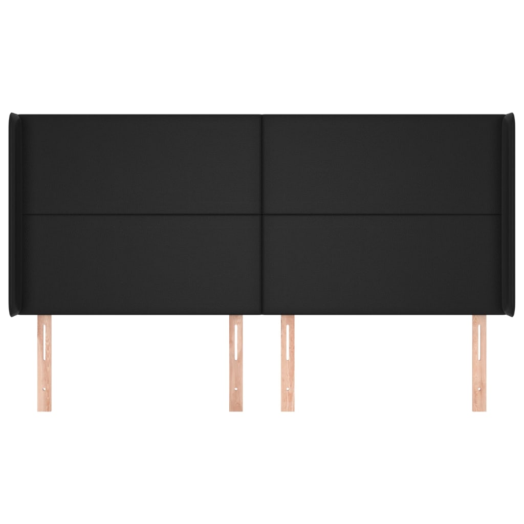 vidaXL Tăblie de pat cu aripioare, negru, 183x16x118/128 cm, piele eco