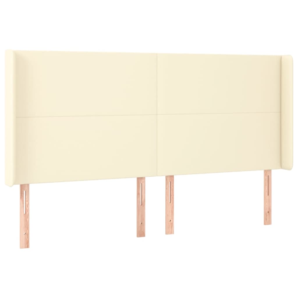 vidaXL Tăblie de pat cu aripioare, crem, 183x16x118/128 cm, piele eco