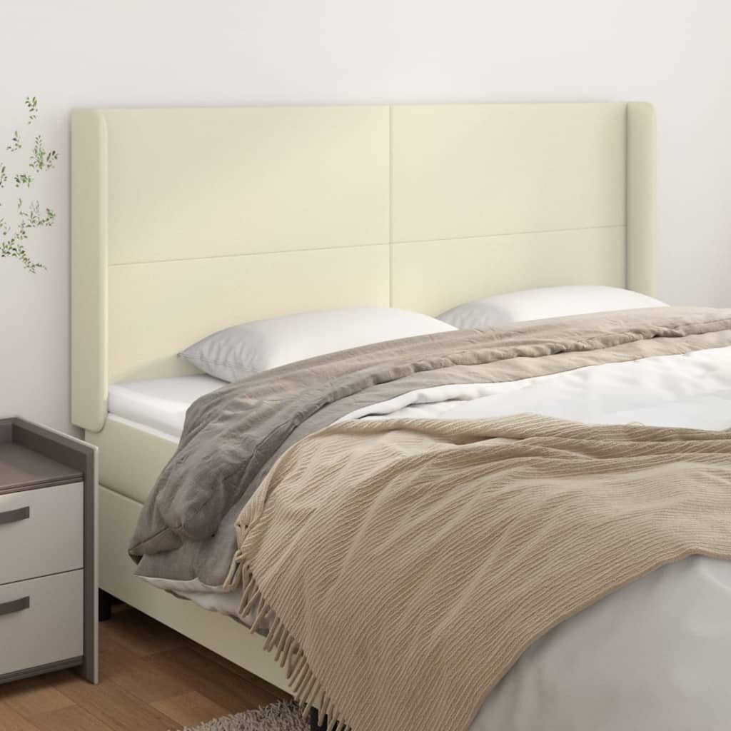 vidaXL Tăblie de pat cu aripioare, crem, 183x16x118/128 cm, piele eco