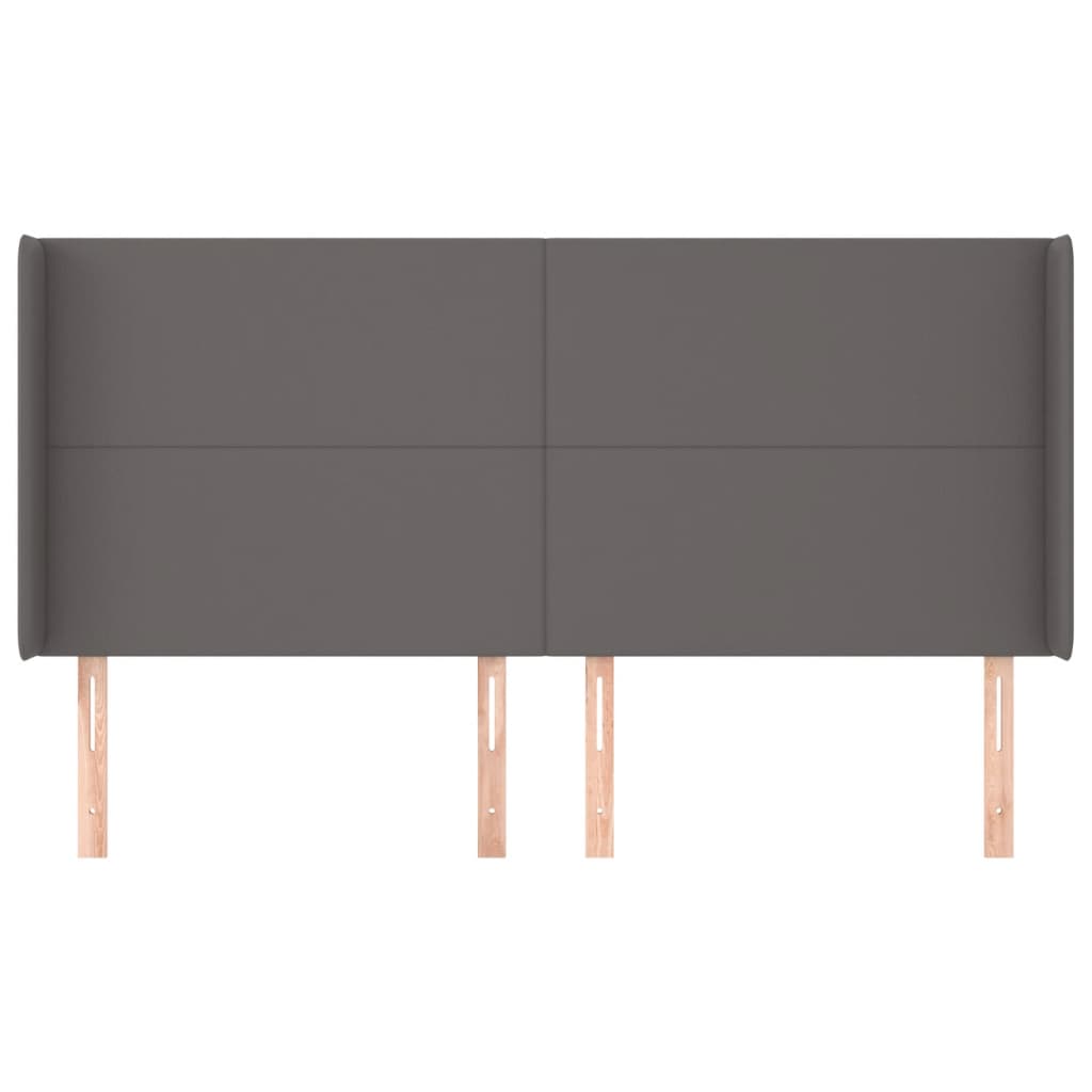 vidaXL Tăblie de pat cu aripioare, gri, 183x16x118/128 cm piele eco