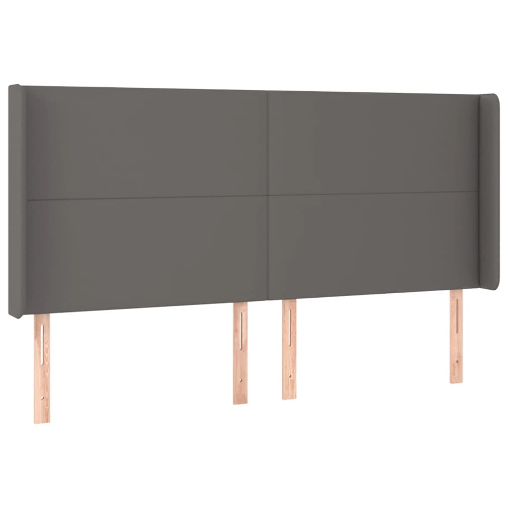 vidaXL Tăblie de pat cu aripioare gri 203x16x118/128 cm piele eco