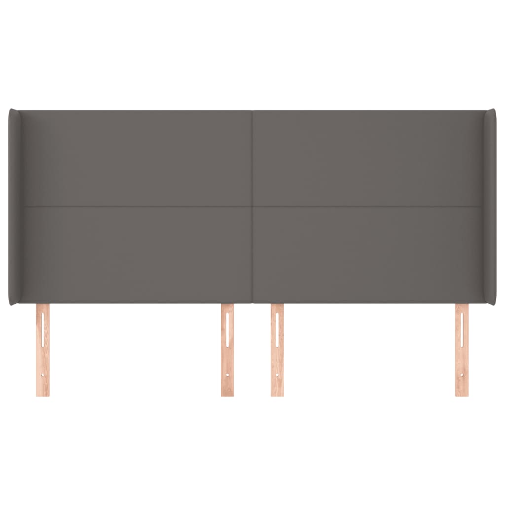 vidaXL Tăblie de pat cu aripioare gri 203x16x118/128 cm piele eco