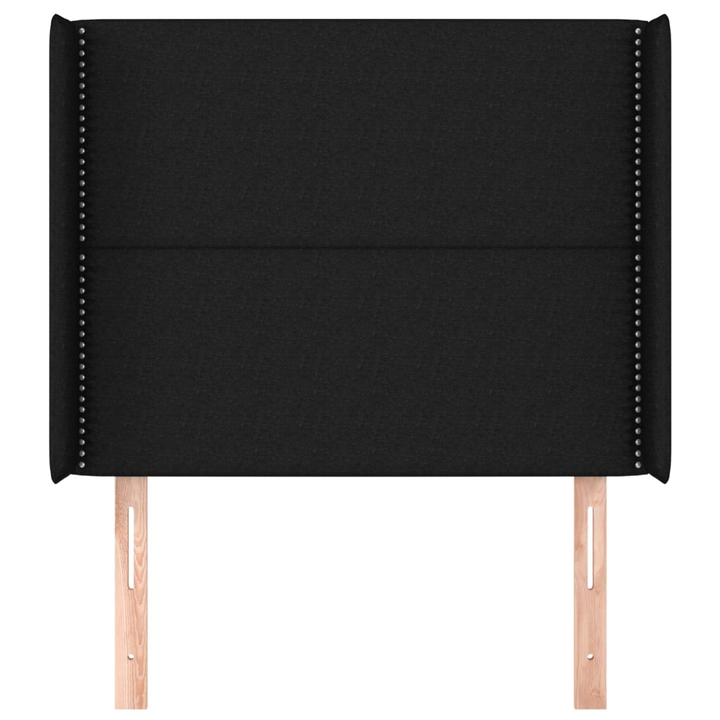 vidaXL Tăblie de pat cu aripioare, negru, 83x16x118/128 cm, textil vidaXL Tăblie de pat cu aripioare, negru, 83x16x118/128 cm, textil