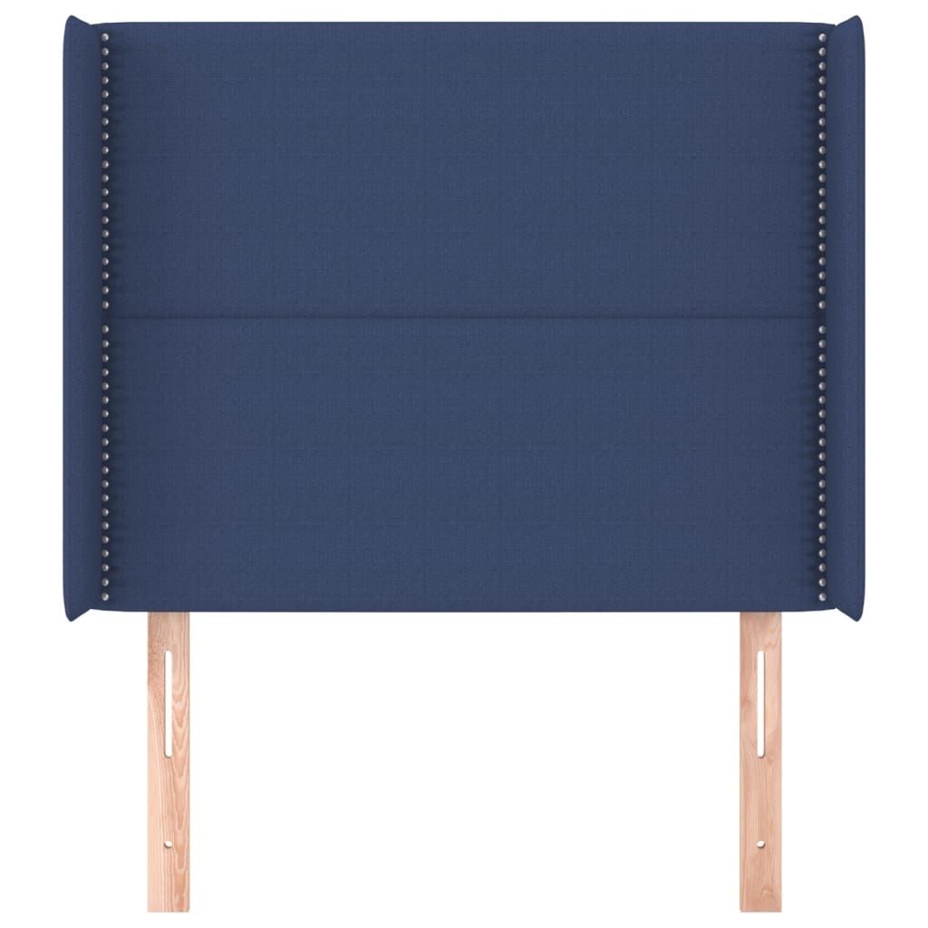 vidaXL Tăblie de pat cu aripioare, albastru, 93x16x118/128 cm, textil