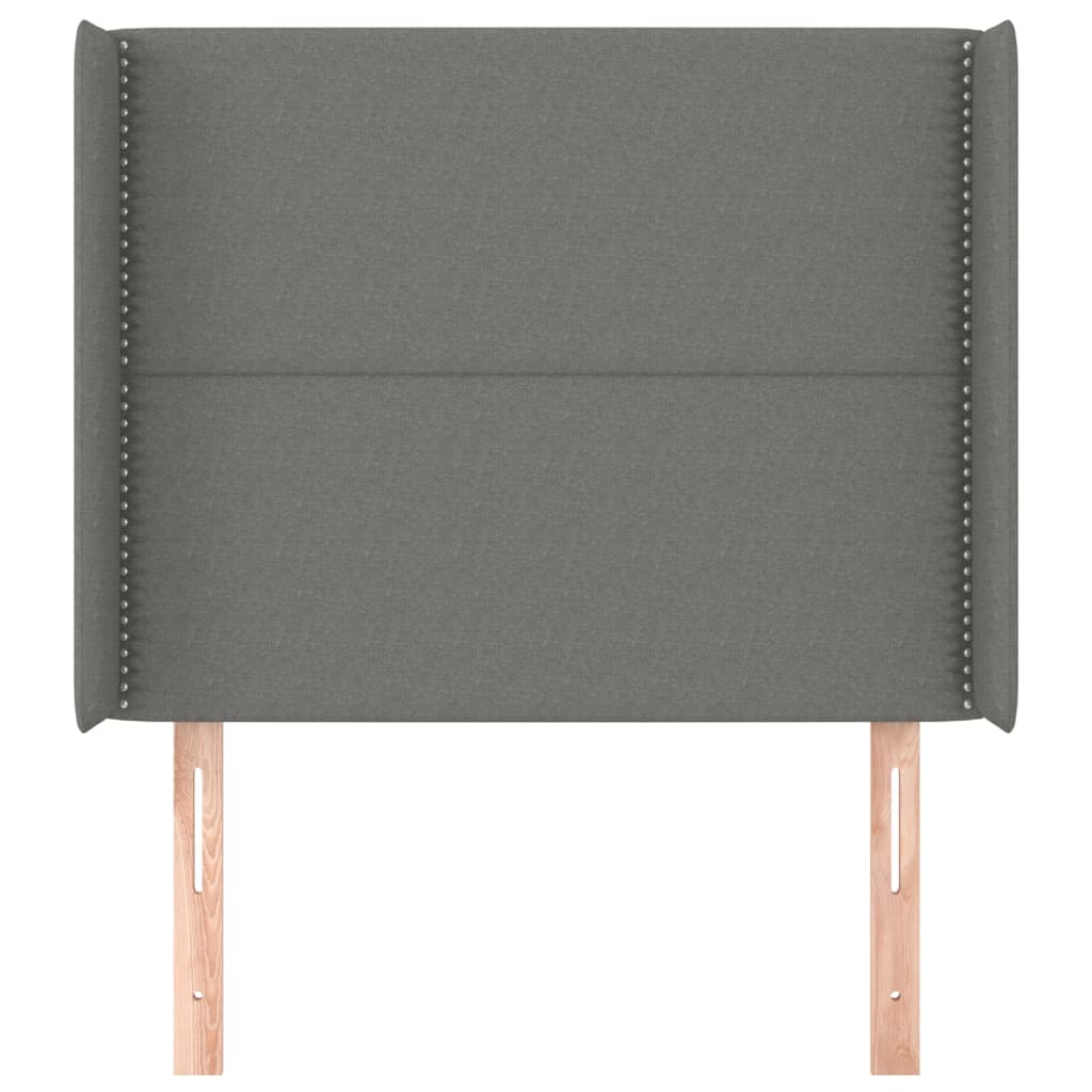vidaXL Tăblie de pat cu aripioare gri închis 103x16x118/128 cm textil