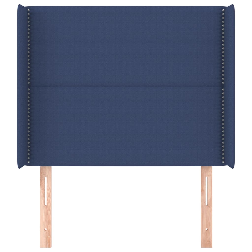 vidaXL Tăblie de pat cu aripioare, albastru, 103x16x118/128 cm, textil
