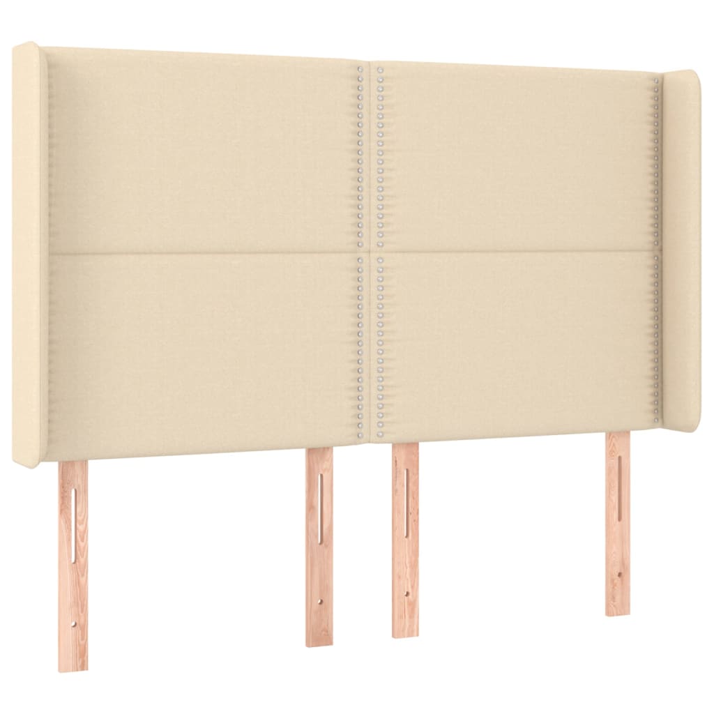 vidaXL Tăblie de pat cu aripioare, crem, 147x16x118/128 cm, textil