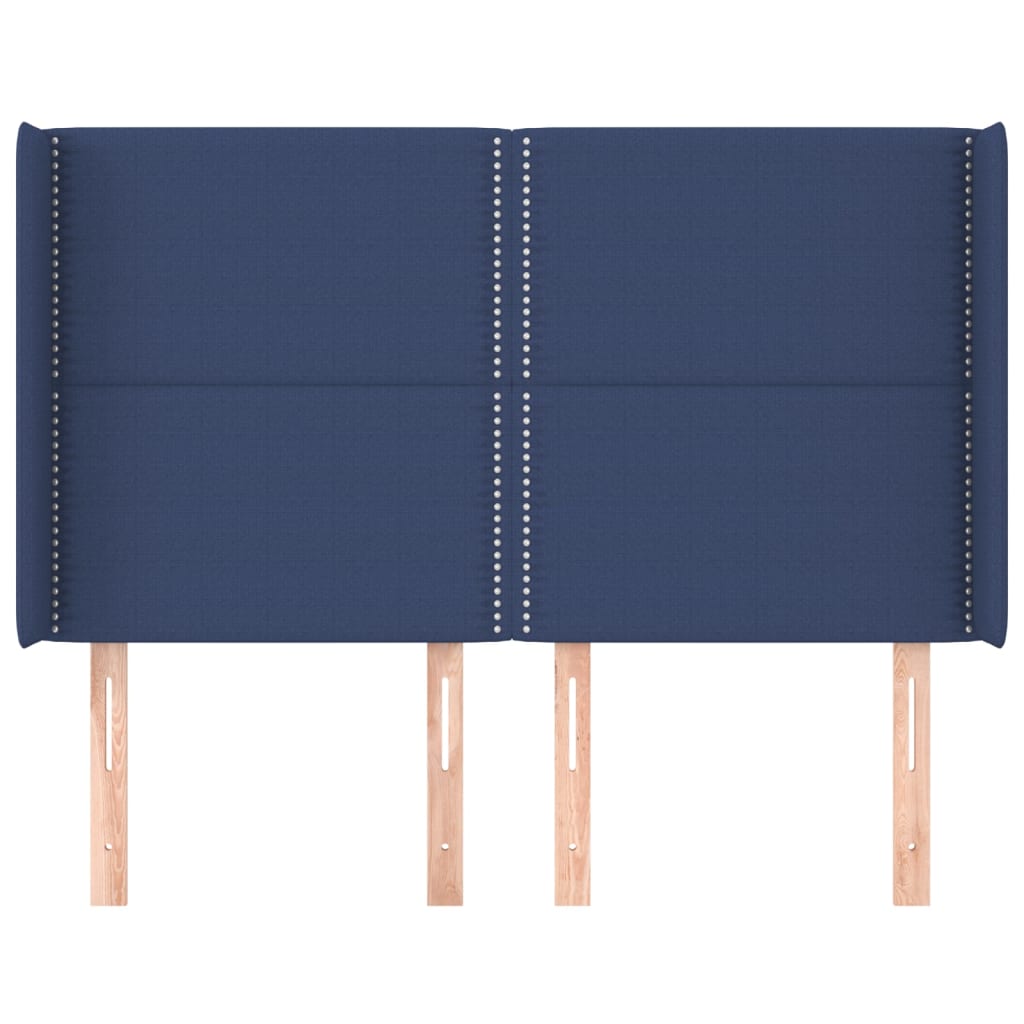vidaXL Tăblie de pat cu aripioare, albastru, 147x16x118/128 cm, textil