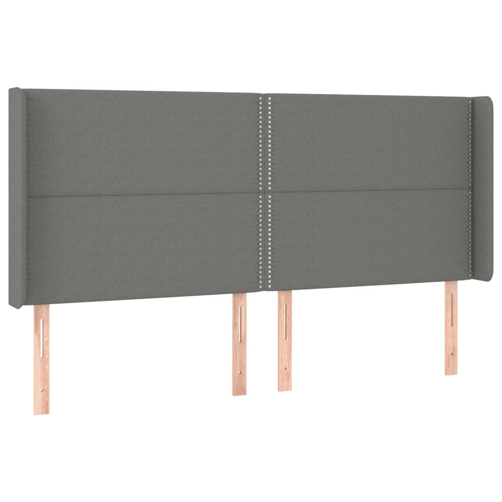 vidaXL Tăblie de pat cu aripioare gri închis 163x16x118/128 cm textil vidaXL Tăblie de pat cu aripioare gri închis 163x16x118/128 cm textil