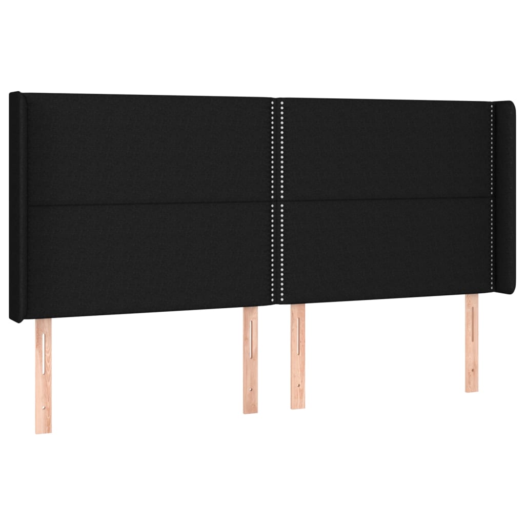 vidaXL Tăblie de pat cu aripioare, negru, 163x16x118/128 cm, textil