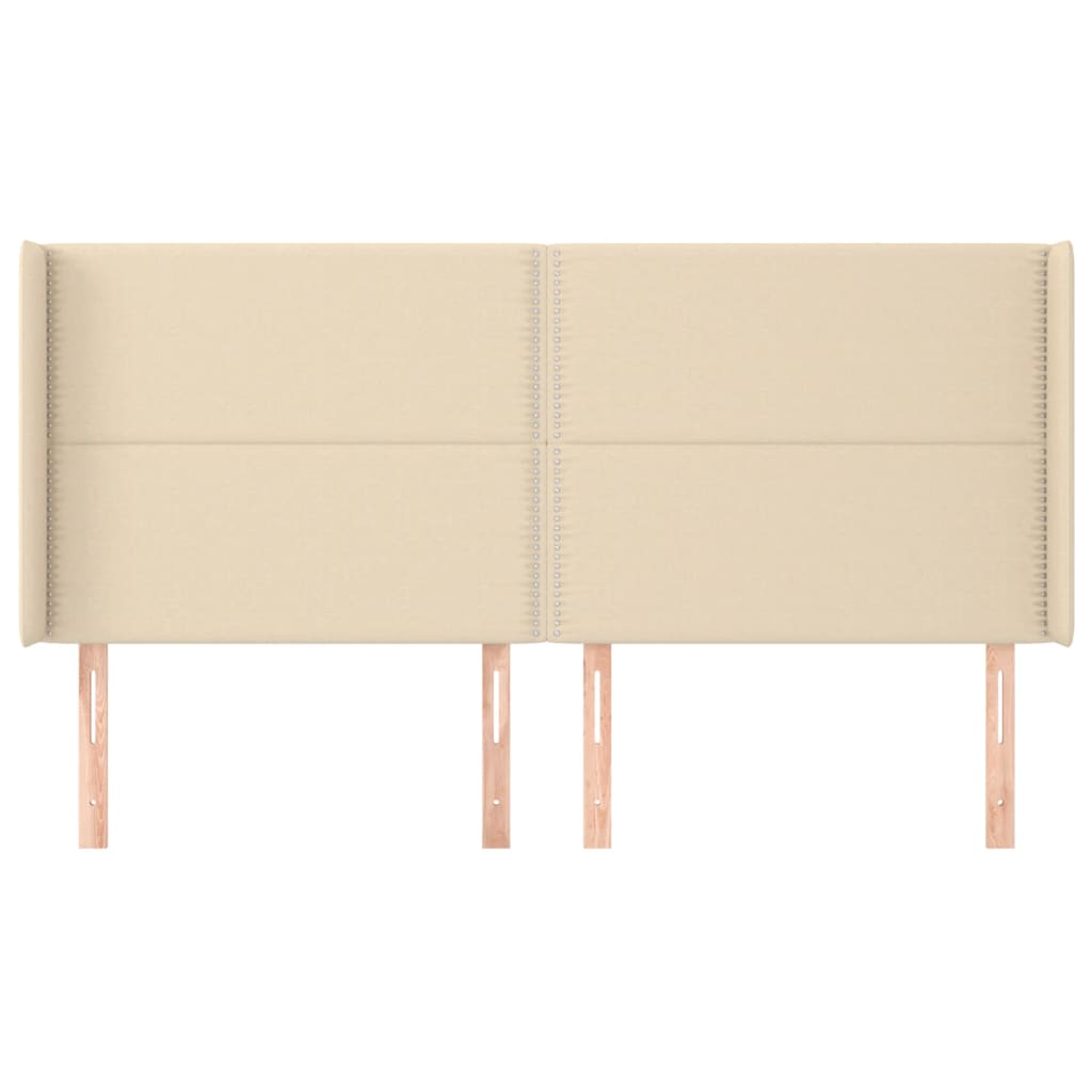 vidaXL Tăblie de pat cu aripioare, crem, 183x16x118/128 cm, textil