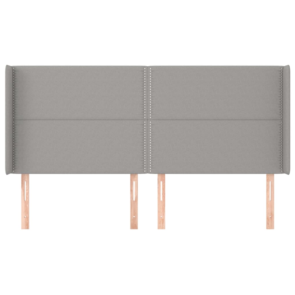 vidaXL Tăblie de pat cu aripioare gri deschis 203x16x118/128 cm textil vidaXL Tăblie de pat cu aripioare gri deschis 203x16x118/128 cm textil