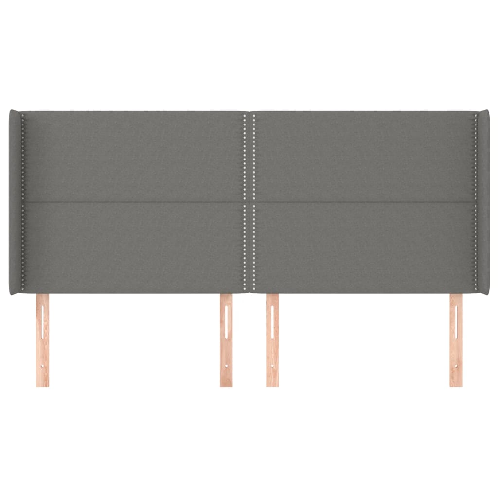 vidaXL Tăblie de pat cu aripioare gri închis 203x16x118/128 cm textil