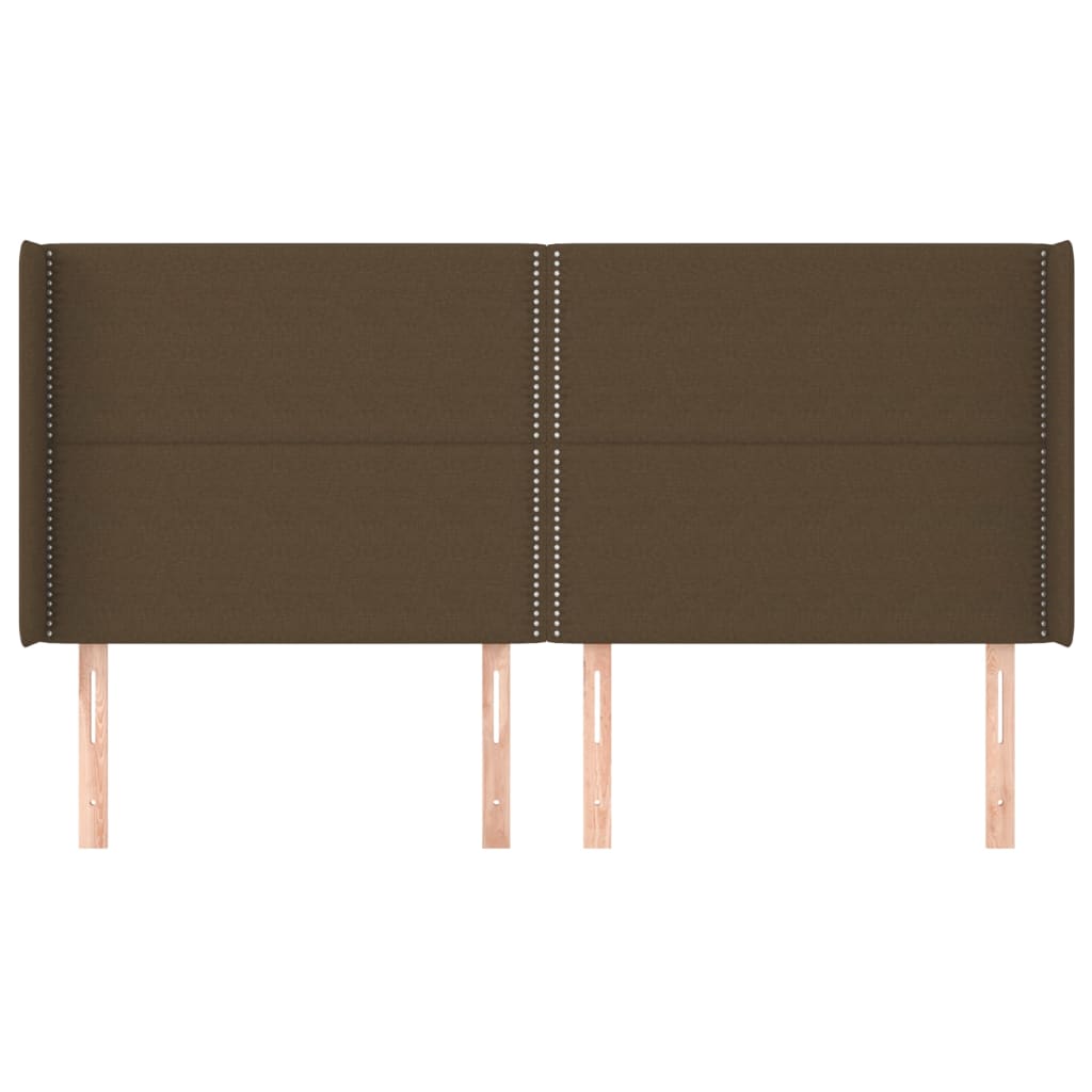 vidaXL Tăblie de pat cu aripioare maro închis 203x16x118/128 cm textil