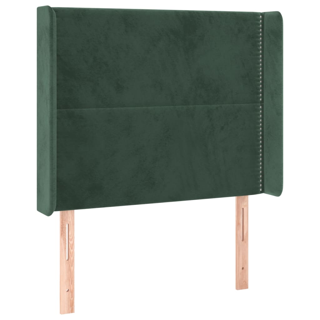 vidaXL Tăblie pat cu aripioare verde închis 83x16x118/128 cm catifea vidaXL Tăblie pat cu aripioare verde închis 83x16x118/128 cm catifea