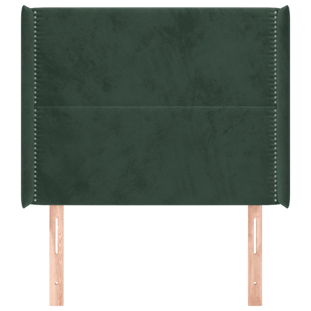 vidaXL Tăblie pat cu aripioare verde închis 83x16x118/128 cm catifea vidaXL Tăblie pat cu aripioare verde închis 83x16x118/128 cm catifea