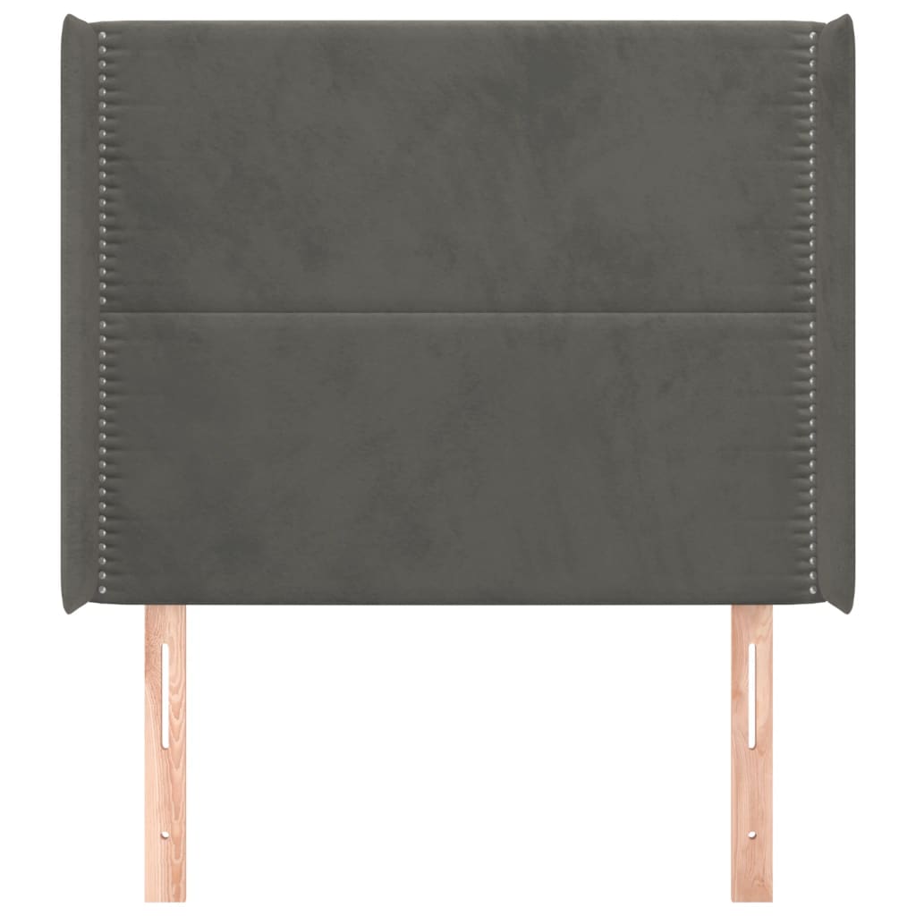 vidaXL Tăblie de pat cu aripioare gri închis 93x16x118/128 cm catifea