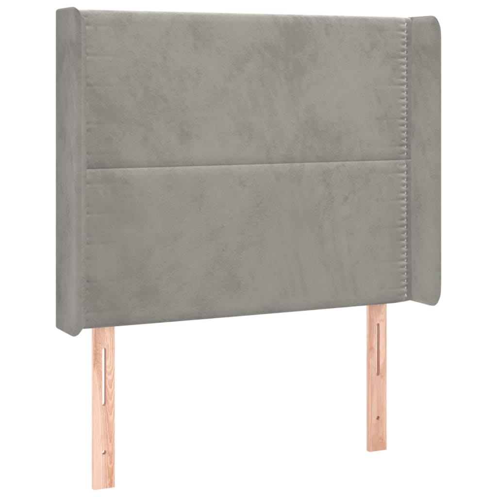 vidaXL Tăblie de pat cu aripioare gri deschis 103x16x118/128cm catifea