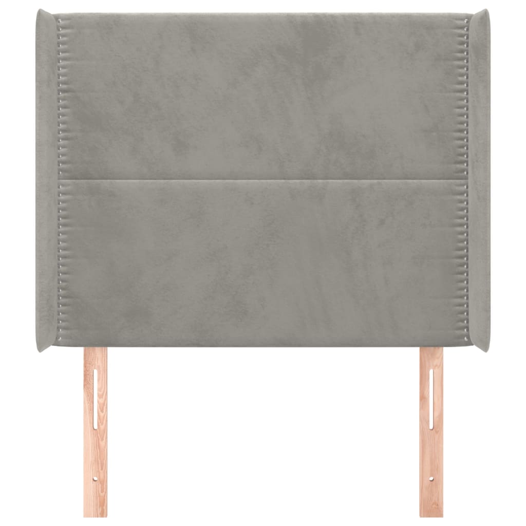 vidaXL Tăblie de pat cu aripioare gri deschis 103x16x118/128cm catifea