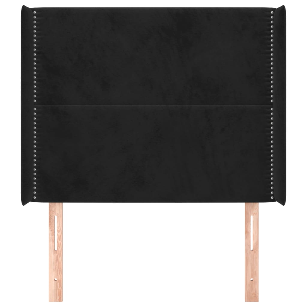 vidaXL Tăblie de pat cu aripioare, negru, 103x16x118/128 cm, catifea