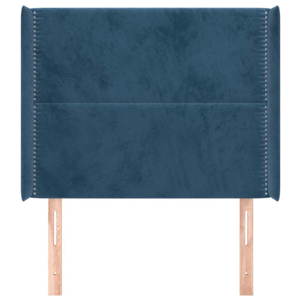 vidaXL Tăblie pat cu urechi albastru închis 103x16x118/128 cm catifea vidaXL Tăblie pat cu urechi albastru închis 103x16x118/128 cm catifea