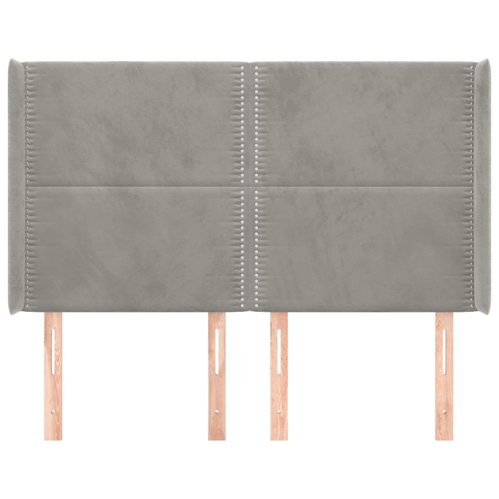 vidaXL Tăblie de pat cu aripioare gri deschis 147x16x118/128cm catifea vidaXL Tăblie de pat cu aripioare gri deschis 147x16x118/128cm catifea