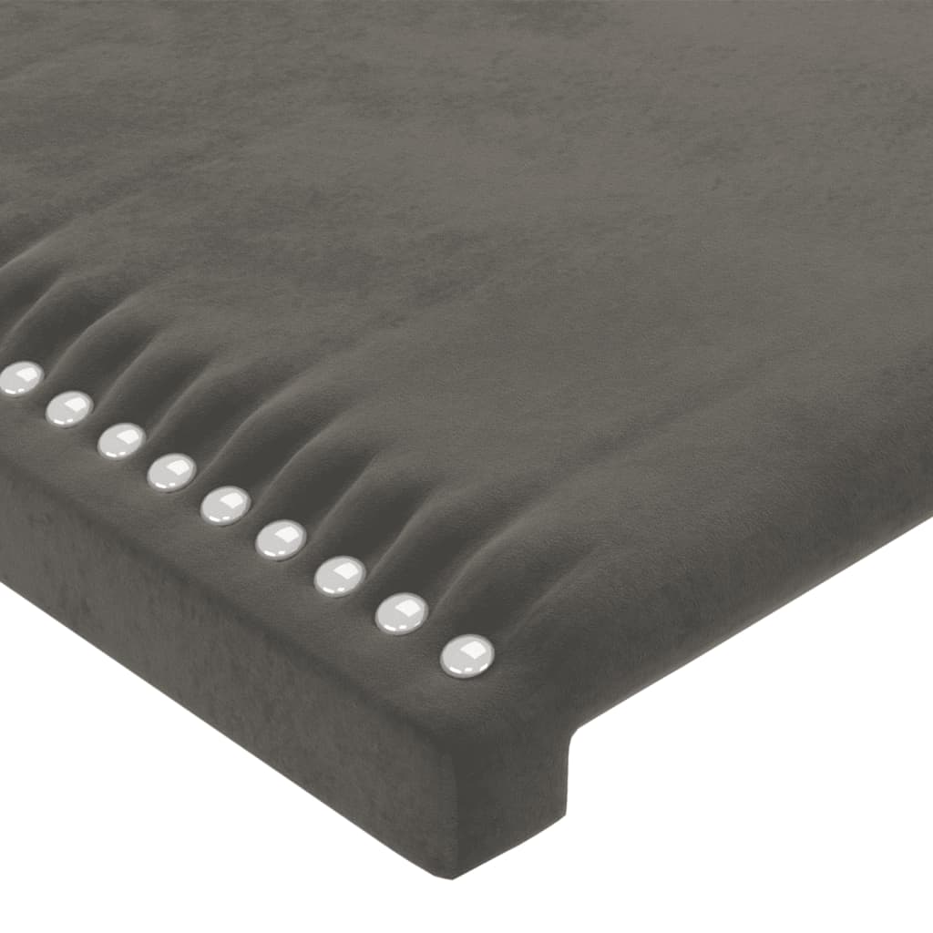 vidaXL Tăblie de pat cu aripioare gri închis 147x16x118/128 cm catifea