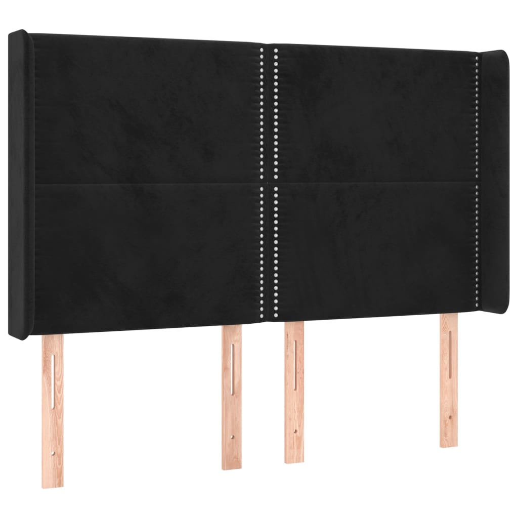 vidaXL Tăblie de pat cu aripioare, negru, 147x16x118/128 cm, catifea