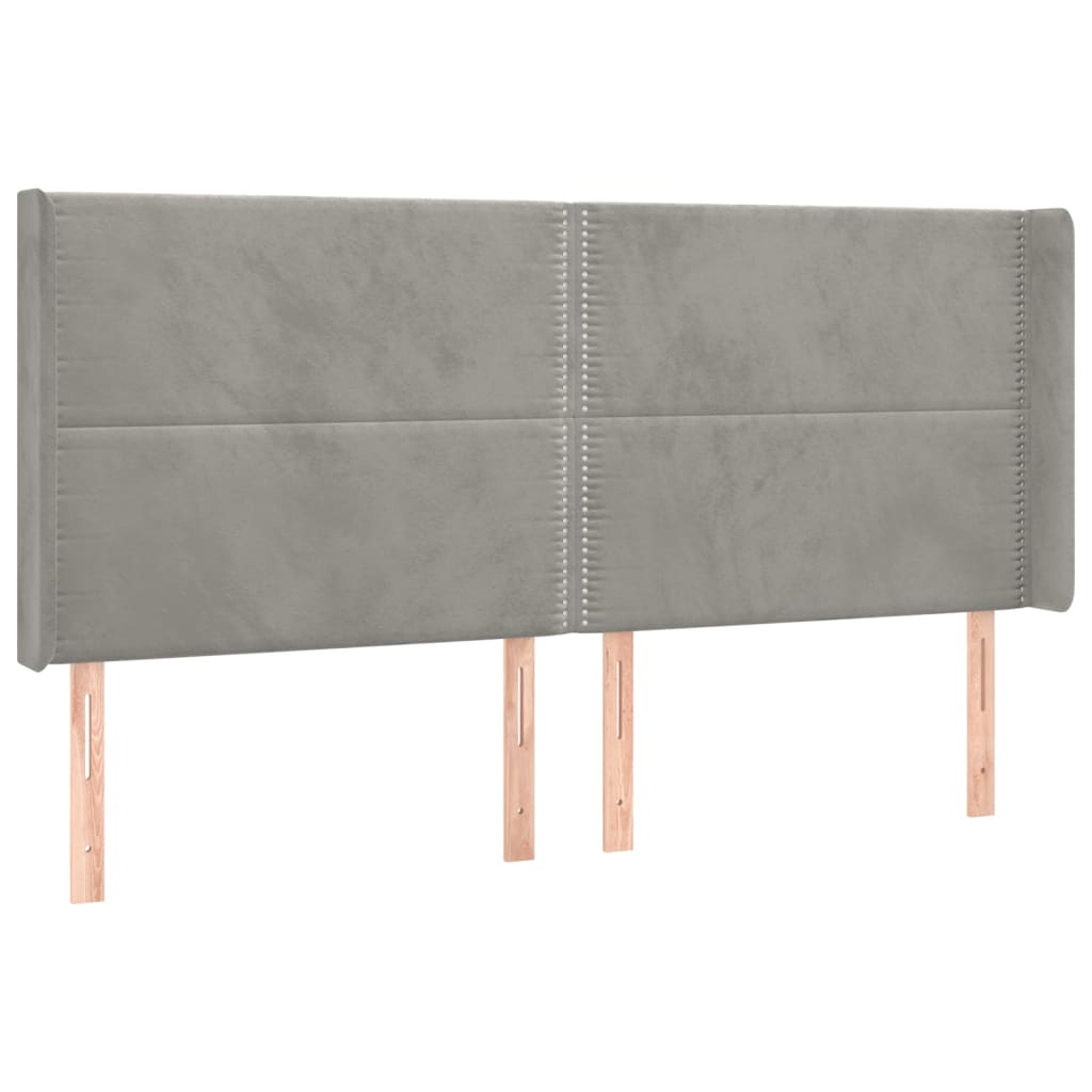 vidaXL Tăblie de pat cu aripioare gri deschis 163x16x118/128cm catifea vidaXL Tăblie de pat cu aripioare gri deschis 163x16x118/128cm catifea