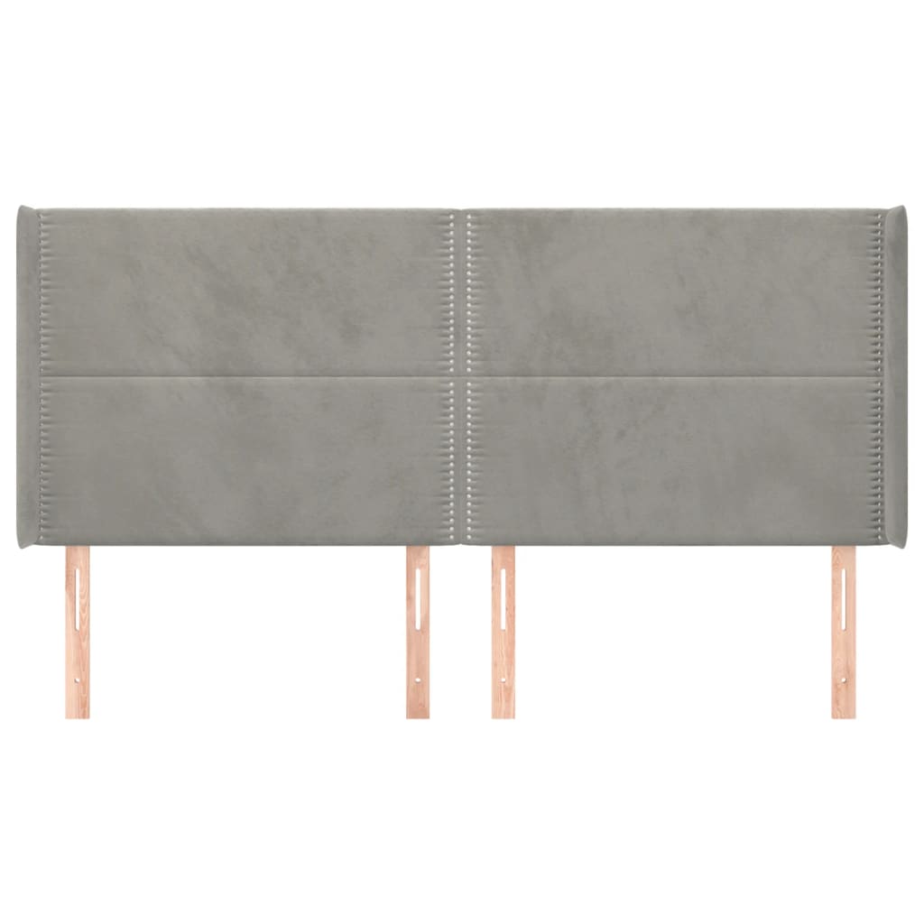 vidaXL Tăblie de pat cu aripioare gri deschis 163x16x118/128cm catifea vidaXL Tăblie de pat cu aripioare gri deschis 163x16x118/128cm catifea