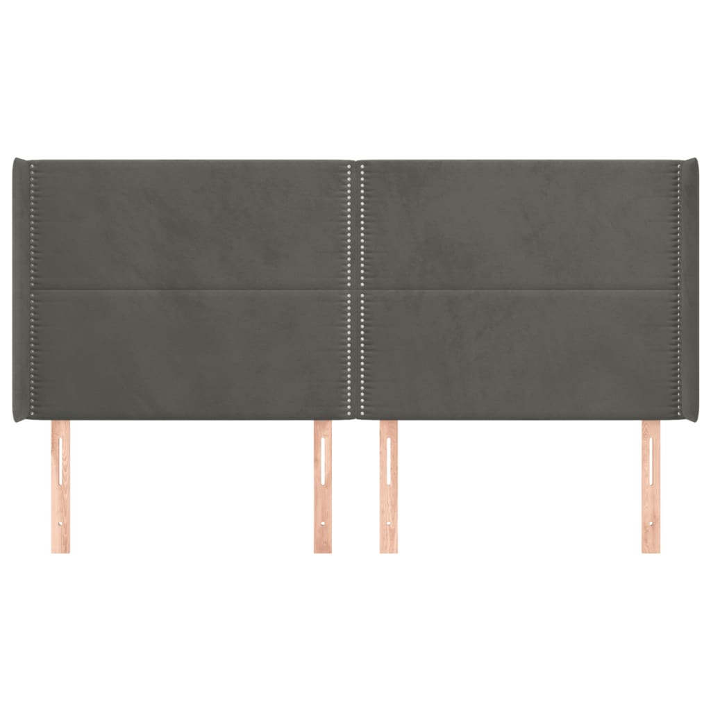 vidaXL Tăblie de pat cu aripioare gri închis 163x16x118/128 cm catifea vidaXL Tăblie de pat cu aripioare gri închis 163x16x118/128 cm catifea