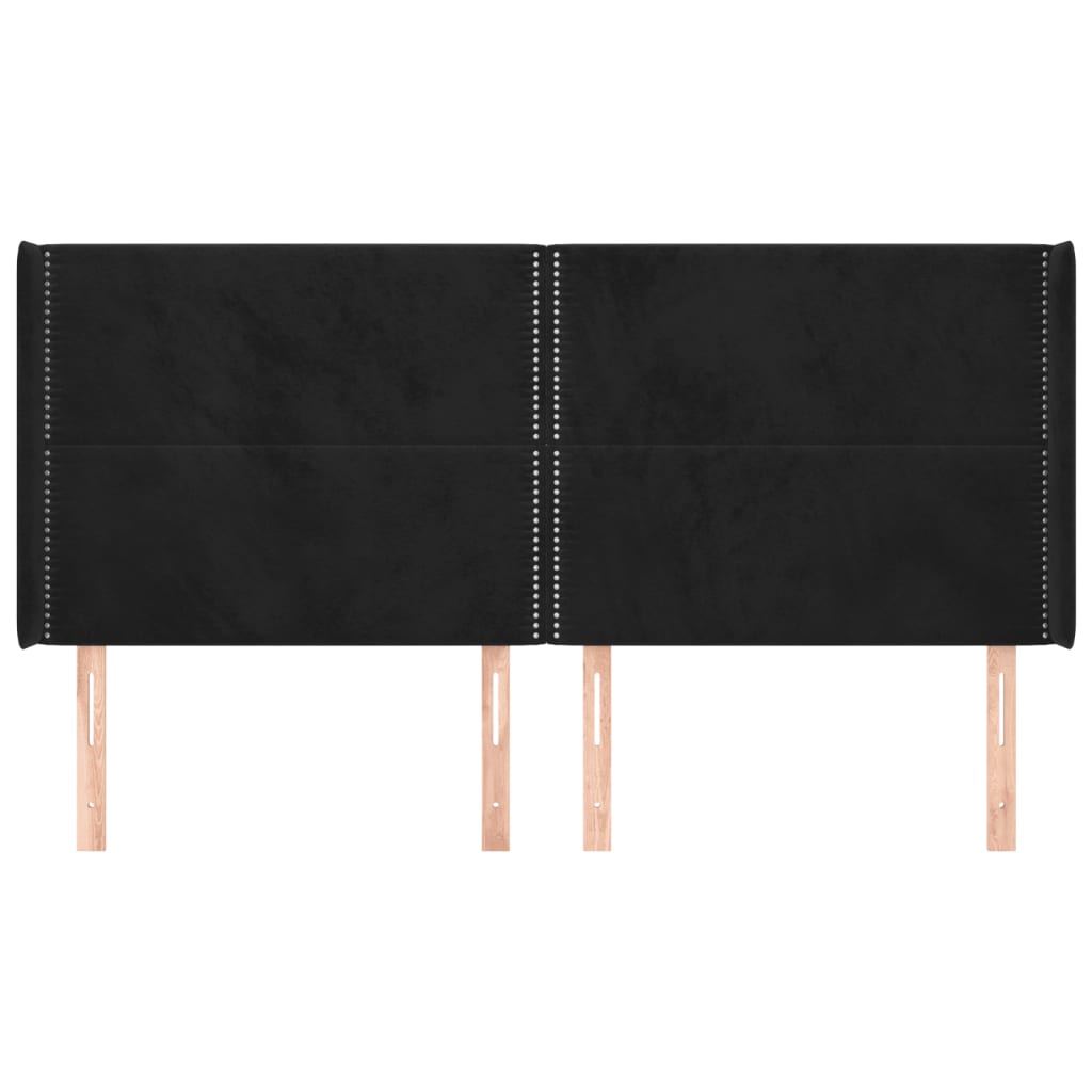 vidaXL Tăblie de pat cu aripioare, negru, 163x16x118/128 cm, catifea