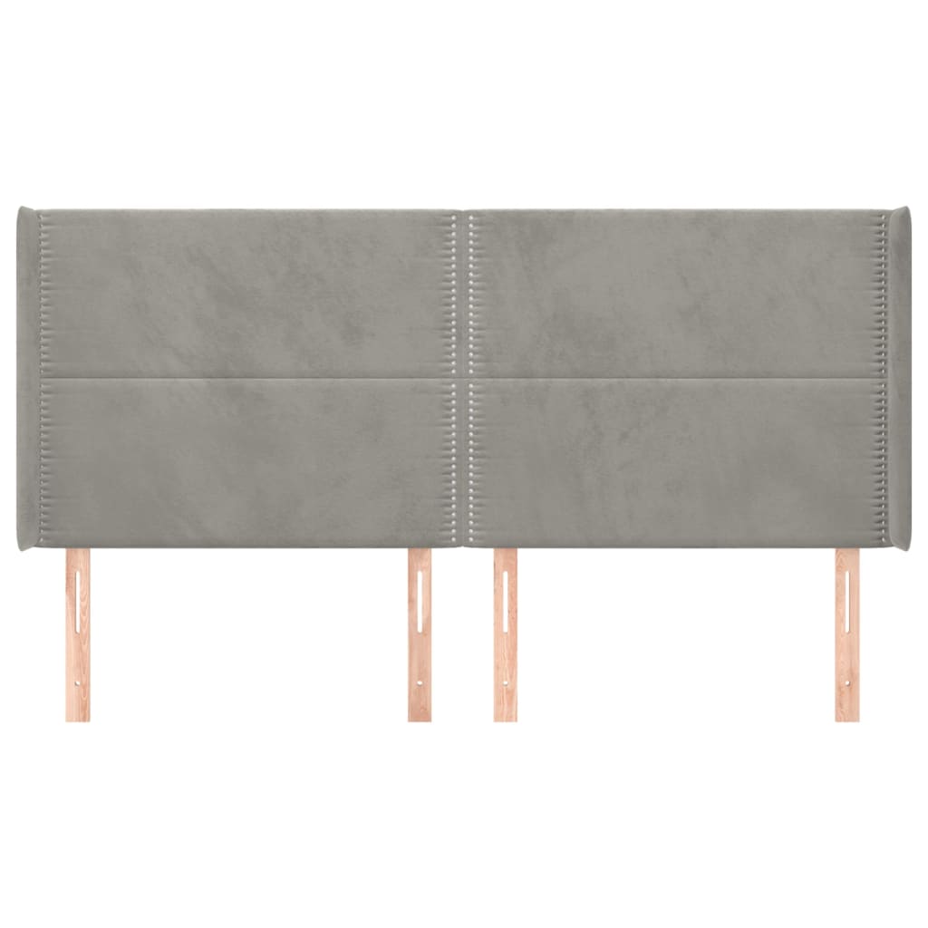 vidaXL Tăblie de pat cu aripioare gri deschis 183x16x118/128cm catifea