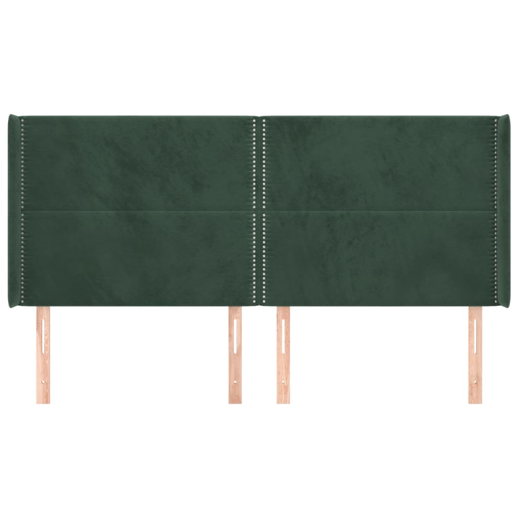 vidaXL Tăblie pat cu aripioare verde închis 183x16x118/128 cm catifea vidaXL Tăblie pat cu aripioare verde închis 183x16x118/128 cm catifea