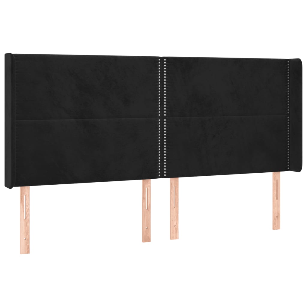 vidaXL Tăblie de pat cu aripioare, negru, 203x16x118/128 cm, catifea